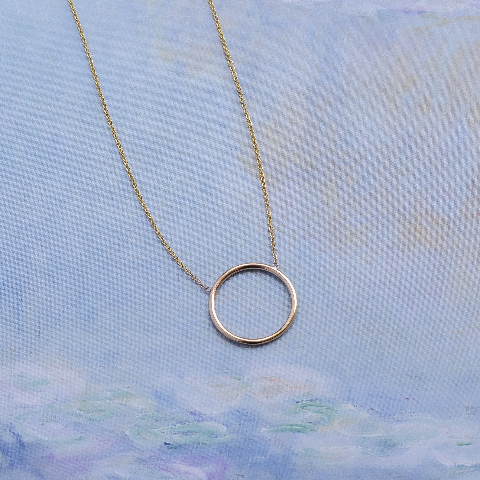 14k Gold Circle Necklace Etsy