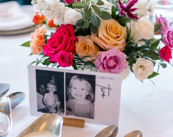 Wedding Table Numbers | Editable Wedding Table Number Signs with Photos | Customizable on Canva