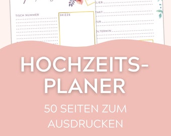 Wedding planner to print out | wedding planner | 50 pages as a PDF in a modern design | Wedding checklists | Budget planner | Table planner