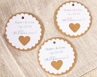 Anhänger personalisiert zur Hochzeit für Gastgeschenke 15 Stück Geburtstag Jugendweihe Taufe Konfirmation