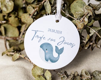 Guest gift pendant with a whale for communion or baptism | 10 pieces | individual | Baptism child pendant | Watercolor | Pendant baptism bag