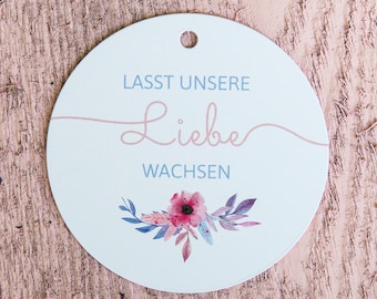 Mariage de graines de fleurs | Laissons grandir notre amour | Étiquette cadeau | Tube à essai suspendu | Graines de fleurs pendentif | Cadeau invité | 10 pièces