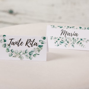 Seat ticket Place card Name tag eucalyptus 6 pcs for birthday wedding communion baptism Personalized image 1