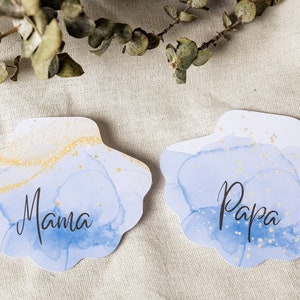 Biglietti da visita personalizzati con conchiglia per matrimoni sulla spiaggia | matrimonio marittimo | Segnaposto personalizzati | decorazione della tavola individuale