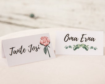 Place card personalized floral 6 pcs for birthday wedding communion baptism individually as name cards