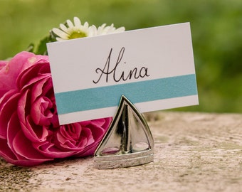 Place card holder for name tag maritime as a boat for wedding and celebrate birthday youth consecration baptism confirmation