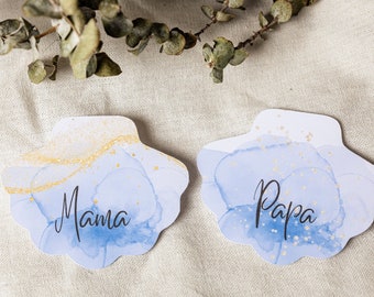 Personalized Seashell Name Cards for Beach Weddings | maritime wedding | Place cards personalized | individual table decoration