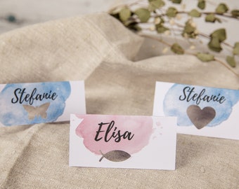 Table decoration baptism | Place cards | Name tag | Place cards | 6 pieces for baptism, communion, confirmation fish personalized