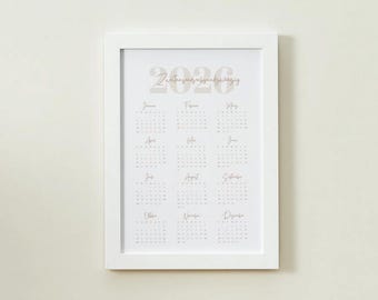 Annual Calendar 2026 A4 Beige | Minimalist annual overview as a PDF for printing | Download calendar | Annual overview