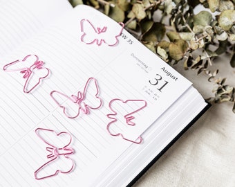 Butterfly paper clips | 5 pcs | School supplies | Bullet Journal | Notebook | pink butterflies | office supplies | Accessories bullet journal