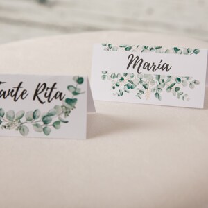 Seat ticket Place card Name tag eucalyptus 6 pcs for birthday wedding communion baptism Personalized image 2