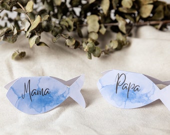 Place cards baptism | Name tags | Place cards | 6 name cards for communion, confirmation as a fish