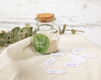 real dandelion in a glass with beach sand | guest gift | Christening Gift | wish-fulfiller | jam jar moments