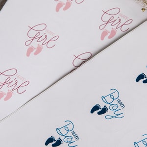 Adesivo adesivo baby shower team boy team girl blu rosa baby 6 pezzi per rivelare il genere