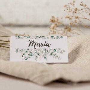 Seat ticket Place card Name tag eucalyptus 6 pcs for birthday wedding communion baptism Personalized image 3