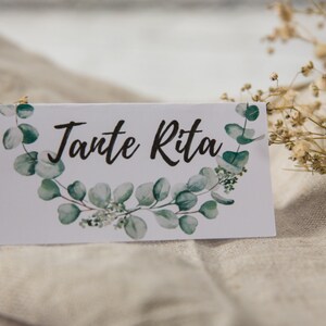 Seat ticket Place card Name tag eucalyptus 6 pcs for birthday wedding communion baptism Personalized Eukalyptus-Kranz