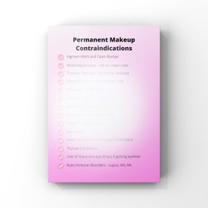 Permanent Makeup Contraindication | PDF | Digital download | esthetician form | permanent makeup form | salon spa forms | 8.5 X 11 | PMU