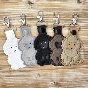 Embroidered Standard Poodle Vinyl Keychain: Poodle Art Bag Tag