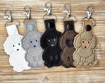 Embroidered Standard Poodle Vinyl Keychain: Poodle Art Bag Tag