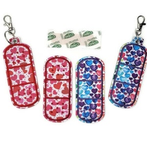 Heart Bandage Holder Keychain: Faux Leather Band-Aid Case