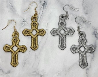 Cross Earrings, Gold Cross Earrings,  Silver Cross Earrings, Christian Gift,  Religious Jewelry, Cross Jewelry