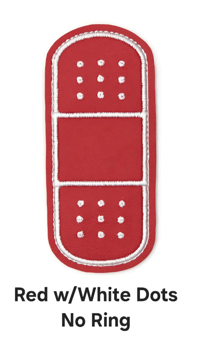Bandage Holder Keychain: First Aid Pouch with Bandage, Band-Aid Case Red w/Wh Dots NoRing