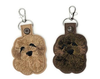 Embroidered Fluffy Dog Keychain: Poodle, Maltipoo, Cockapoo Gift
