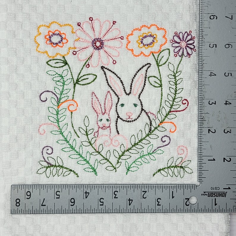 Embroidered Bunny Kitchen Towel - Thumbnail 3