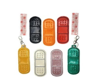 Bandage Case: Glitter Vinyl, First Aid Holder, Band-Aid Keychain