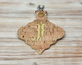 Monogrammed Cork Bag Tag: Personalized Initial Keychain
