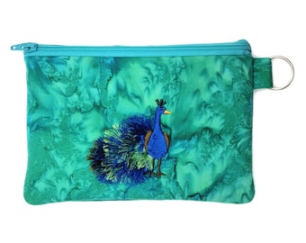 Homeopathy Remedy Storage Bag EMF Shielding RFID Blocking Medium, Homeopathy Pouch, RFID Phone Purse (Peacock on Green and Turquoise)