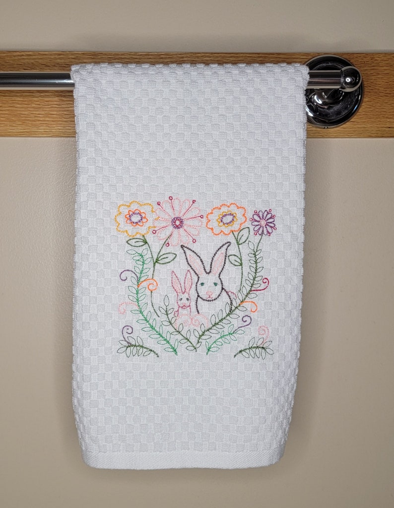 Embroidered Bunny Kitchen Towel - Thumbnail 4