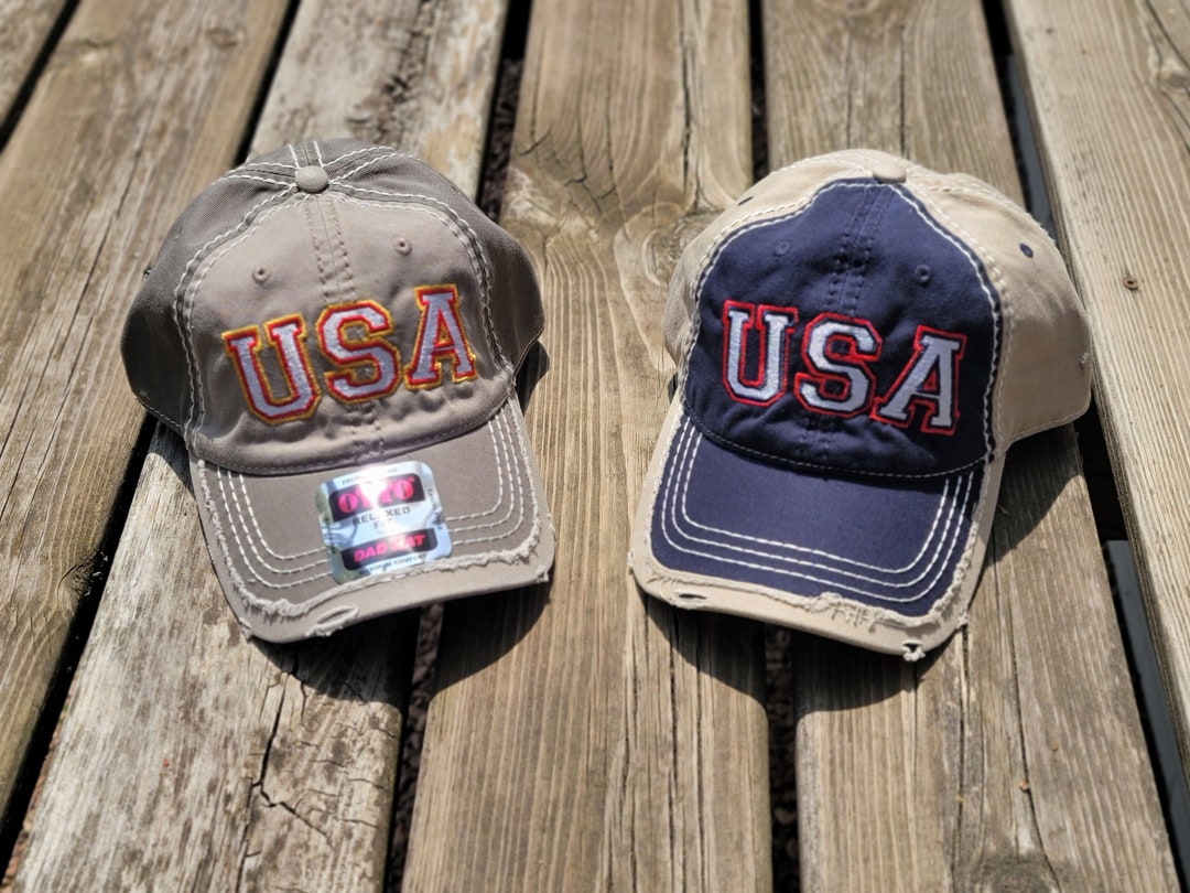Embroidered USA Dad Cap: Garment Washed Cotton Baseball Hat - Etsy