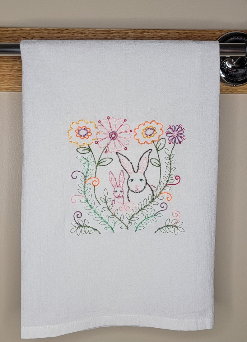 Embroidered Bunny Kitchen Towel