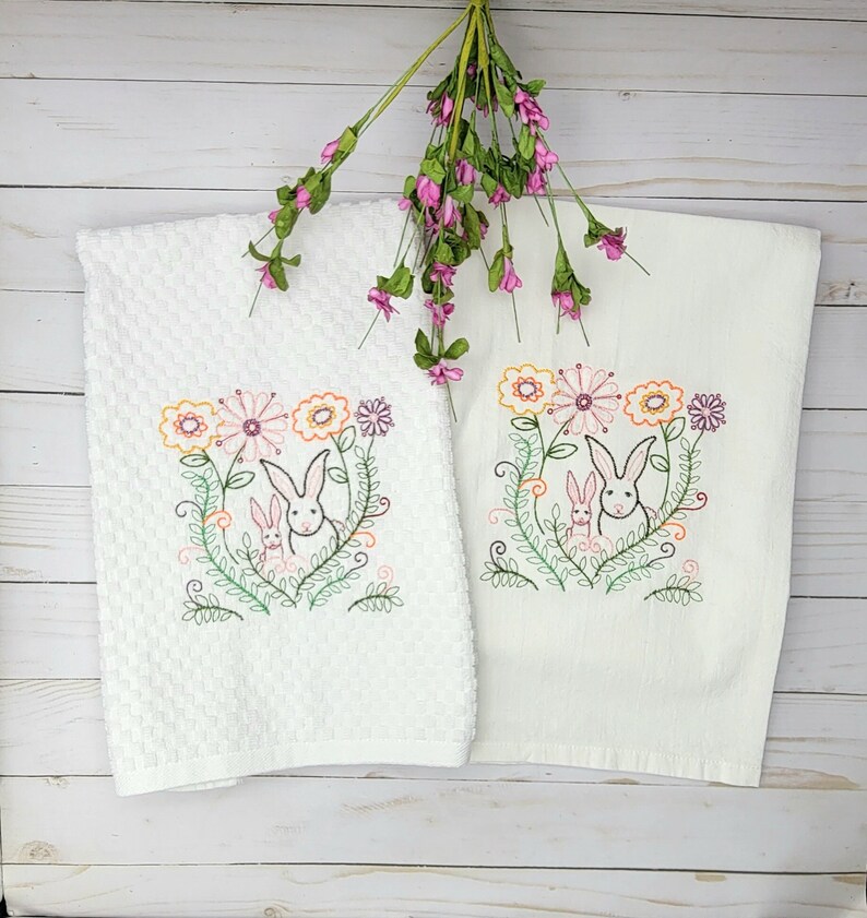 Embroidered Bunny Kitchen Towel - Thumbnail 5