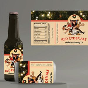 A Christmas Story beer can bottle label sticker for parties and gifts - print your own