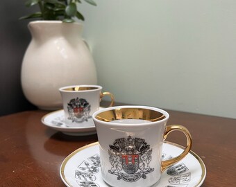 1940s EPIAG Czechoslovakia CAFE Prague Vintage Gold Tea Cups