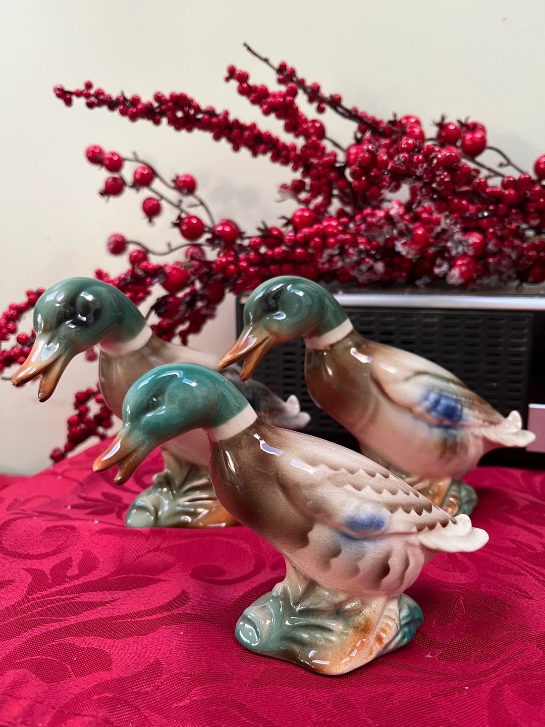 Lovely Set of Vintage Ceramic Mallard Ducks Set of 3 Etsy