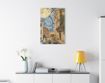 Luna estrellada Canal de Venecia Lienzo