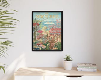 The New Yorker Spring Illustration Matte Canvas Framed