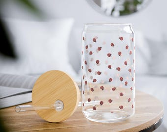 Vaso con pajita Ladybug de 473 ml / Vaso transparente con pajita