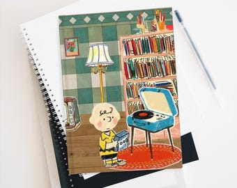 Charlie Brown Retro Living Room Illustration Journal