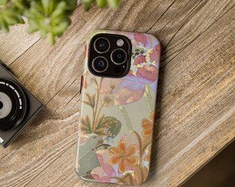 Funda resistente vintage con estampado floral en acuarela / Funda para teléfono con estampado floral y flores en tonos pastel.