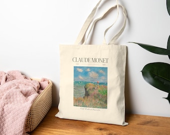 Bolso de mano con estampado de paisaje de Claude Monet / Bolso de lona con diseño artístico, impresión de pintura impresionista