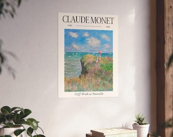 Póster de Claude Monet "Paseo por el acantilado" / Impresión artística vertical mate