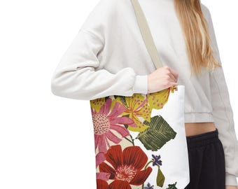 Vintage Floral Pattern Tote Bag | Botanical Bloom All-Over Print Tote