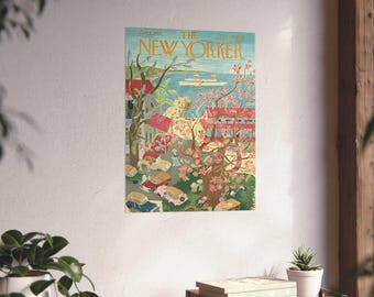 The New Yorker Spring Harbor Illustration Poster | Matte Vertical Poster