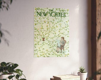 The New Yorker Vintage Ivy Illustration Poster | Matte Vertical Poster