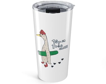 Clase de yoga a las 10 PM con vaso térmico de ganso de 20 oz / Lindo ganso con esterilla de yoga