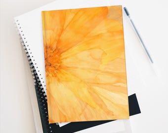 Cuaderno de flores en acuarela naranja